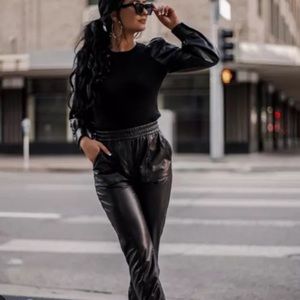 Faux Leather Joggers